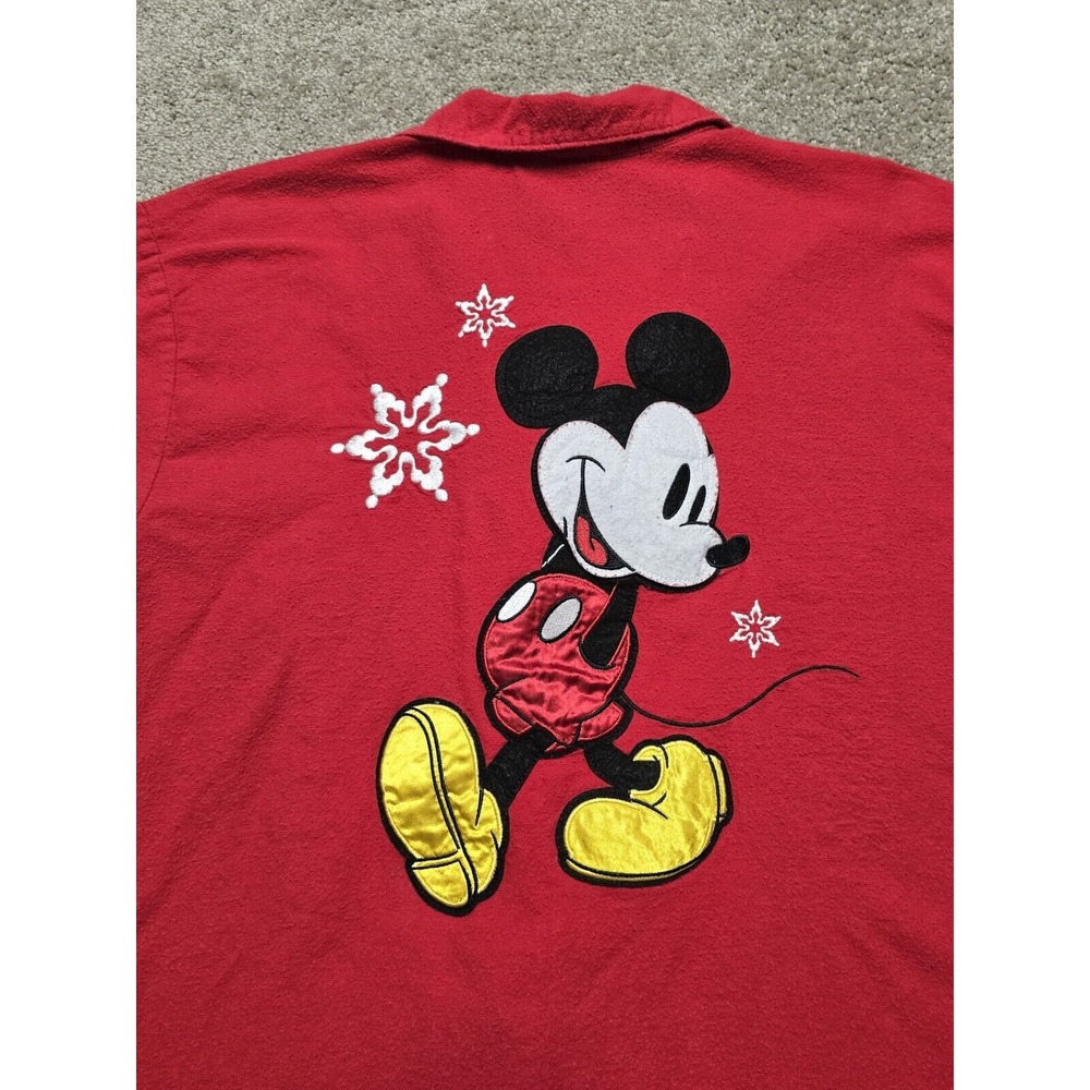 Vintage Mickey & Co. Size L Red Disney Mickey Mouse Button Up Pajama‎ Shirt Top - Picture 12 of 16